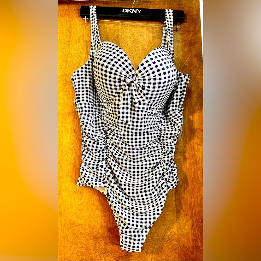 Torrid Blue and White Gingham One Piece bathing suit 🩱